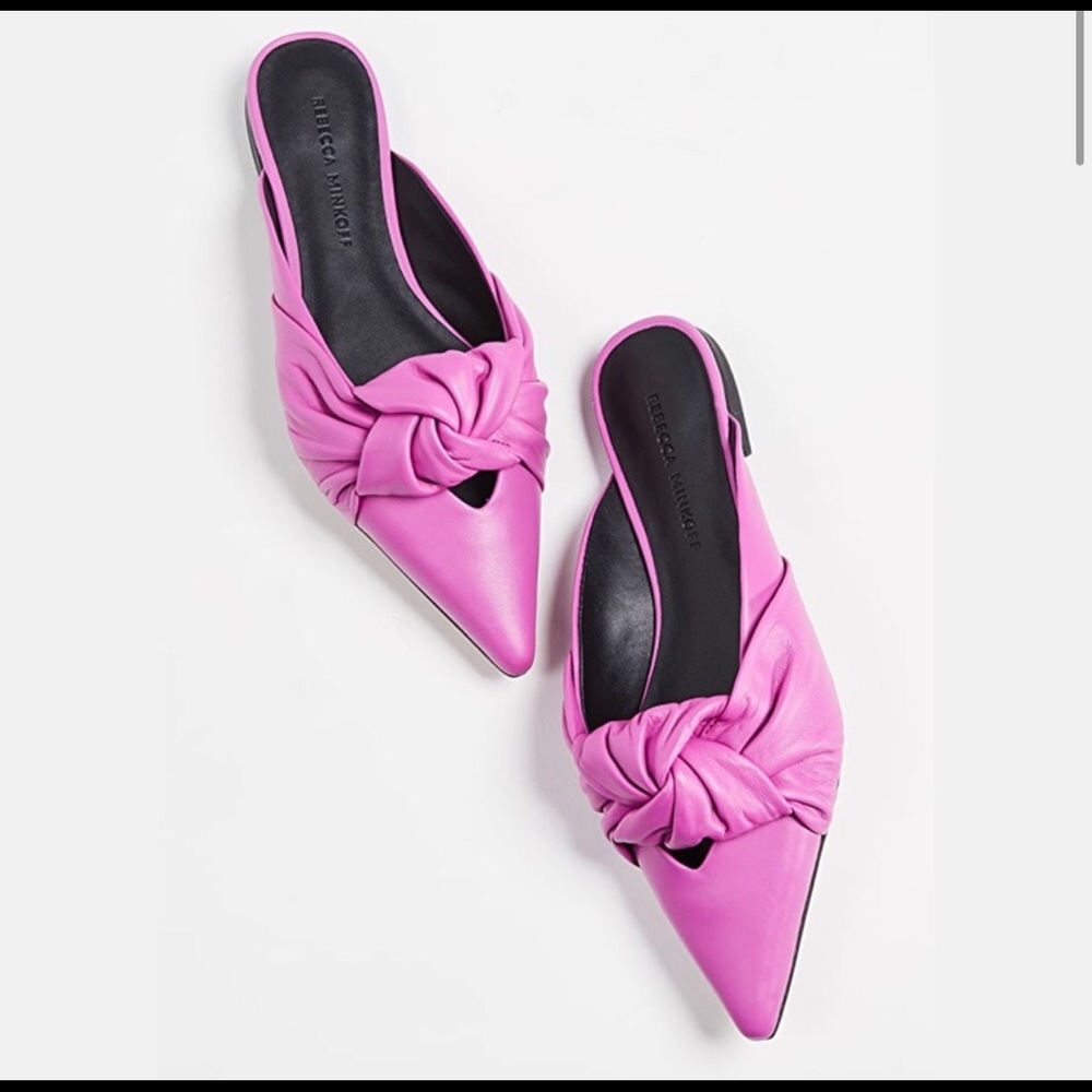 NWOT Rebecca Minkoff Coretta Pink Knotted Mules - Picture 2 of 9